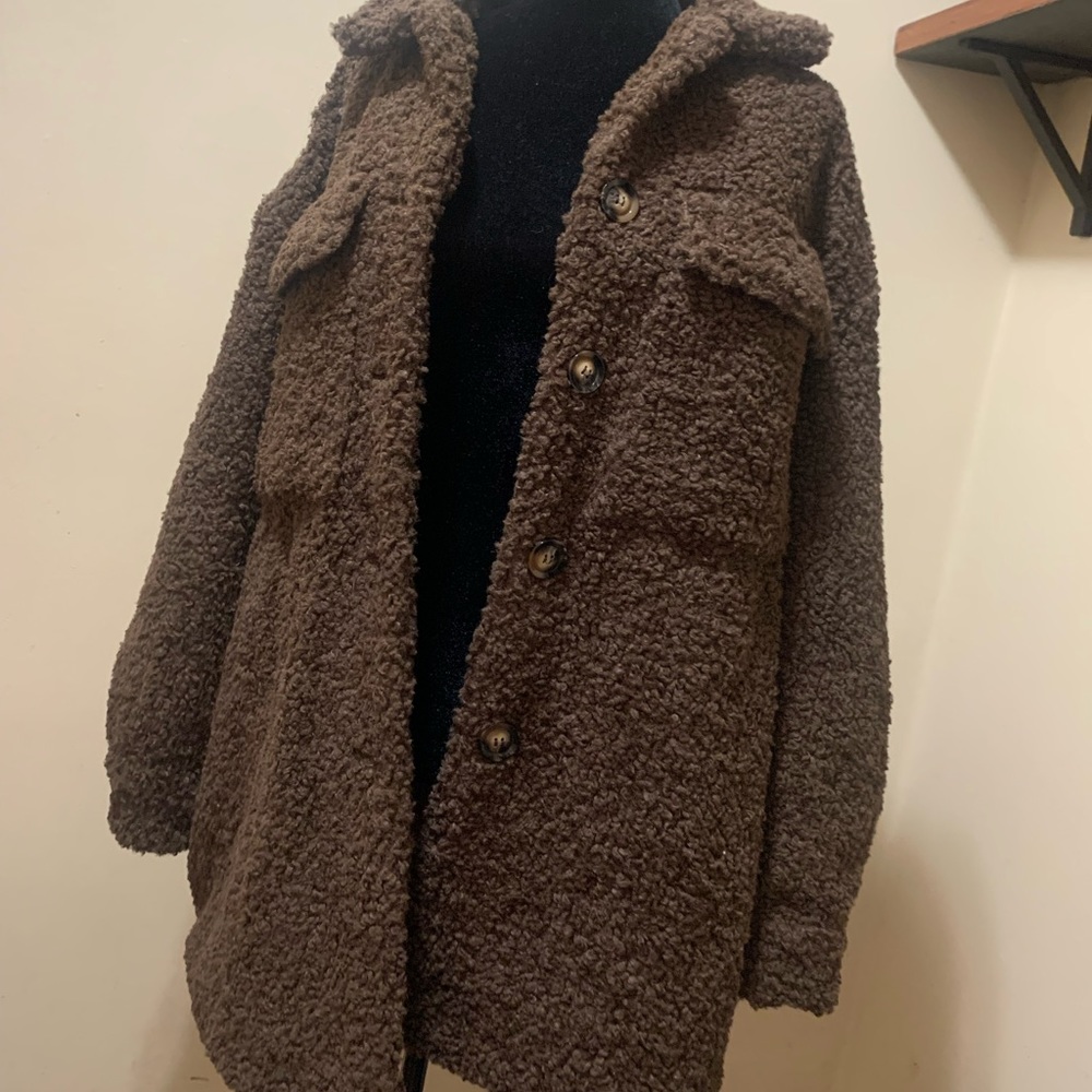 Brown oversized teddy coat